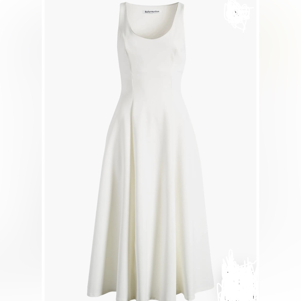 Reformation Cream Scoop Neck Midi Dress